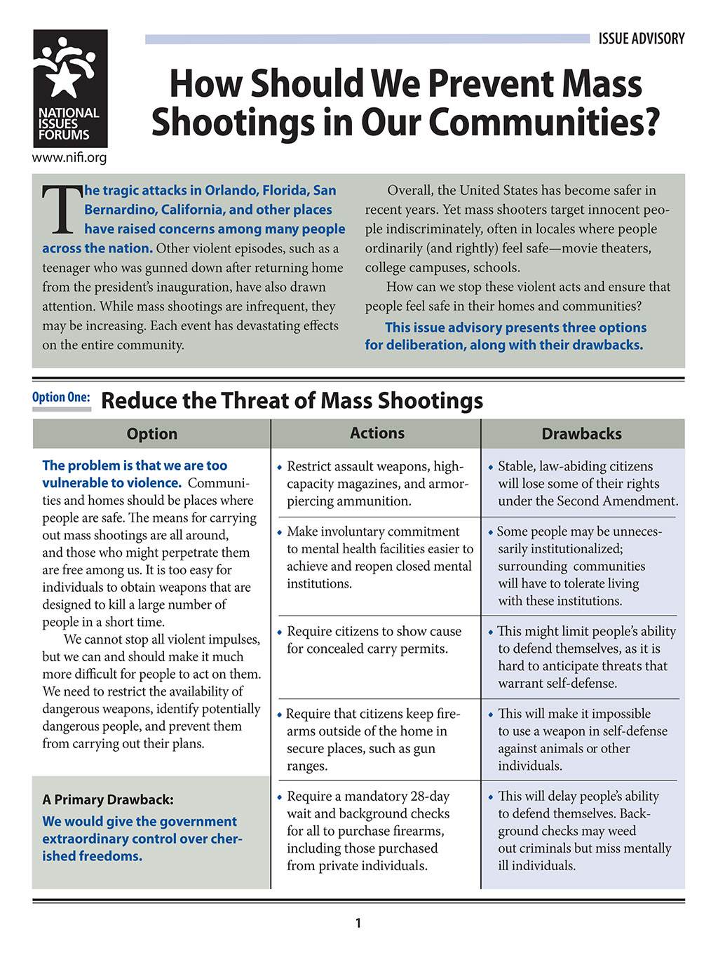 An Updated Issue Advisory - "How Should We Prevent Mass Shootings In ...